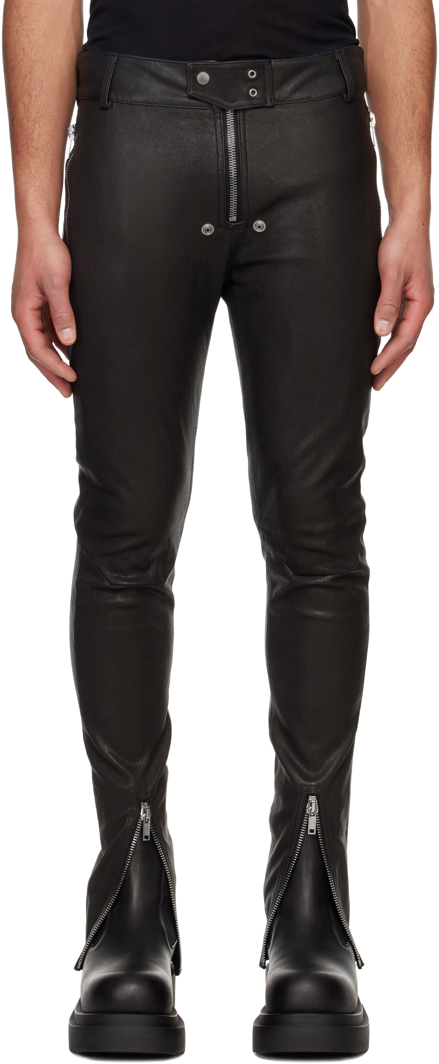 Nohavice Rick Owens Rick Owens Tyrone Bela Leather Pants Čierna | RU01E5394 LSG, 0