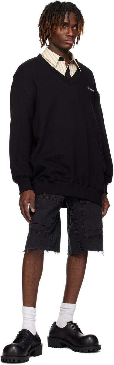 Sveter We11done We11done Oversized V-Neck Sweatshirt Čierna | WD-TS0-25-773-U-BK, 3