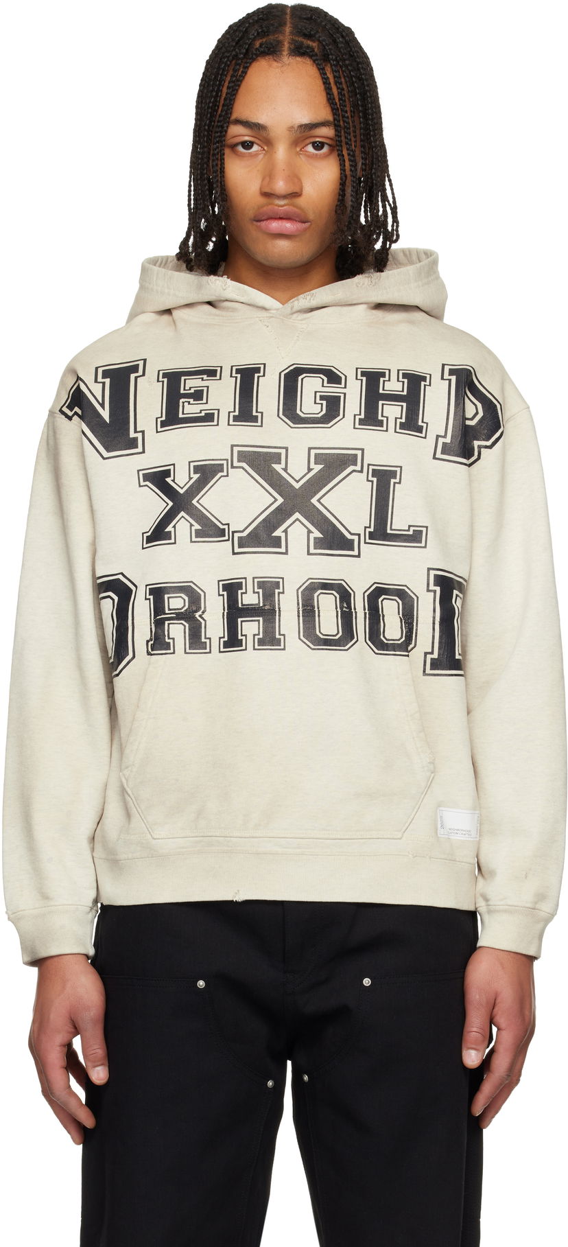 Mikina Neighborhood Neighborhood Distressed Graphic Hoodie Béžová | 252OKNH-CSM02