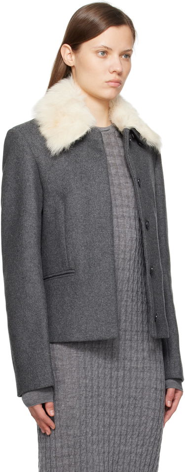 Bunda TOTEME TOTEME Shearling Collar Jacket Šedá | 251-WRO0164-FB0005, 1