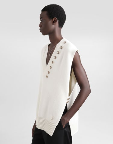 Sveter Dolce & Gabbana Wool V-Neck Vest With Embroidered Logo And Jeweled Buttons Biela | GXT29ZJCVWRW0111, 3