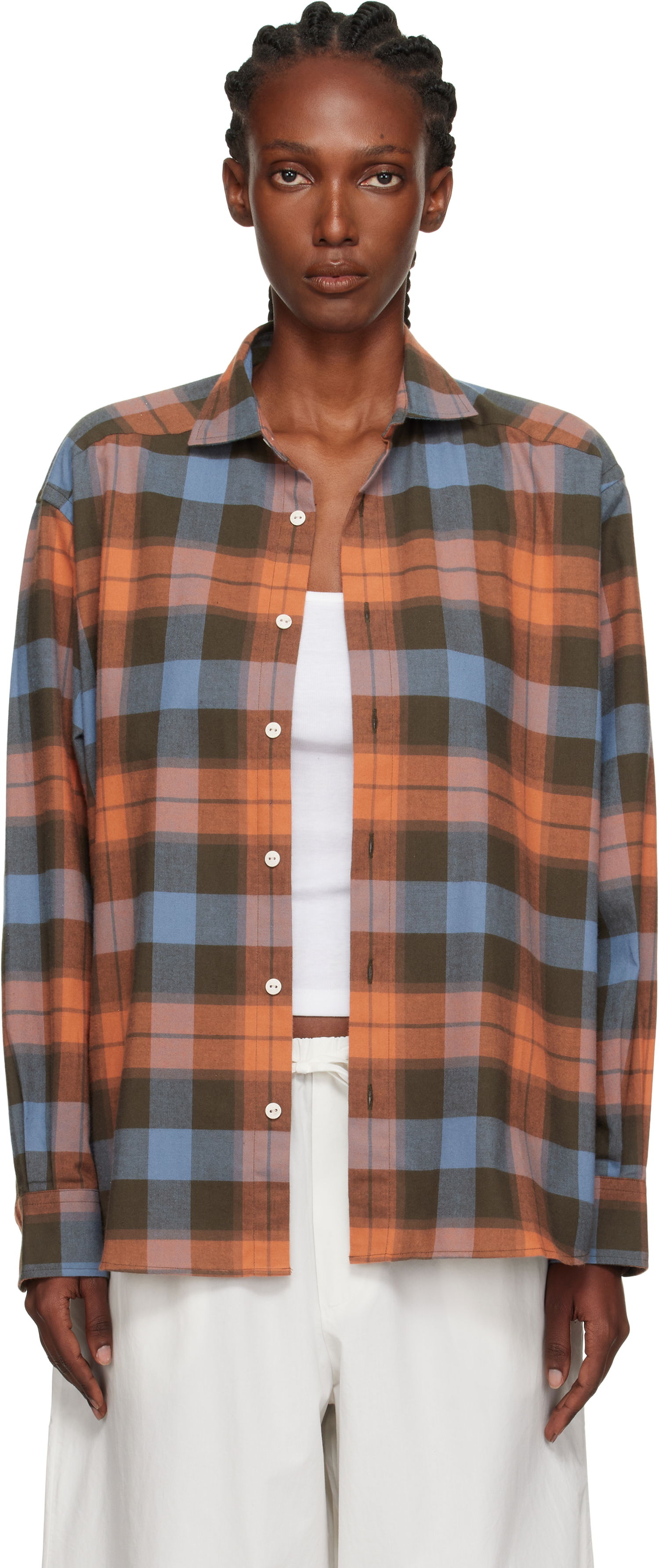 Košeľa Baserange Baserange Claude Plaid Button-Down Shirt Oranžová | TSCL-OC-AU25, 0