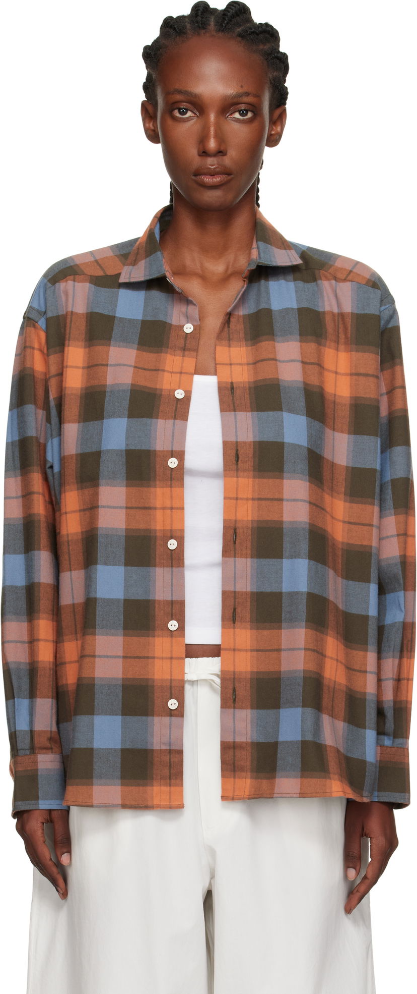 Košeľa Baserange Baserange Claude Plaid Button-Down Shirt Oranžová | TSCL-OC-AU25