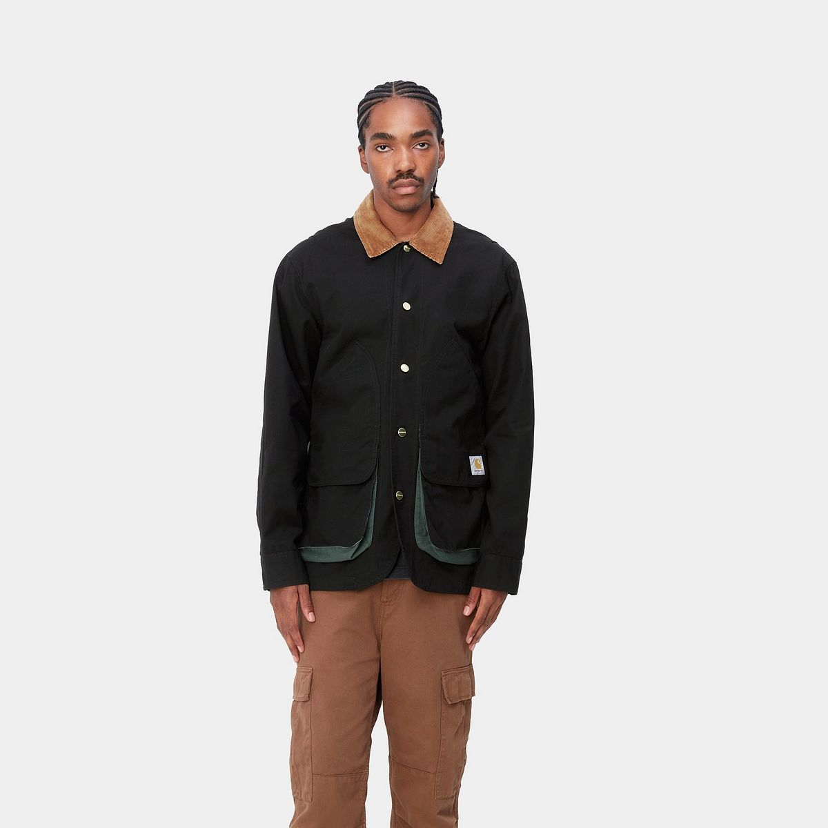 Bunda Carhartt WIP Heston Jacket "Black / Discovery Green heavy stone wash" Čierna | I032148_1OC_60, 1