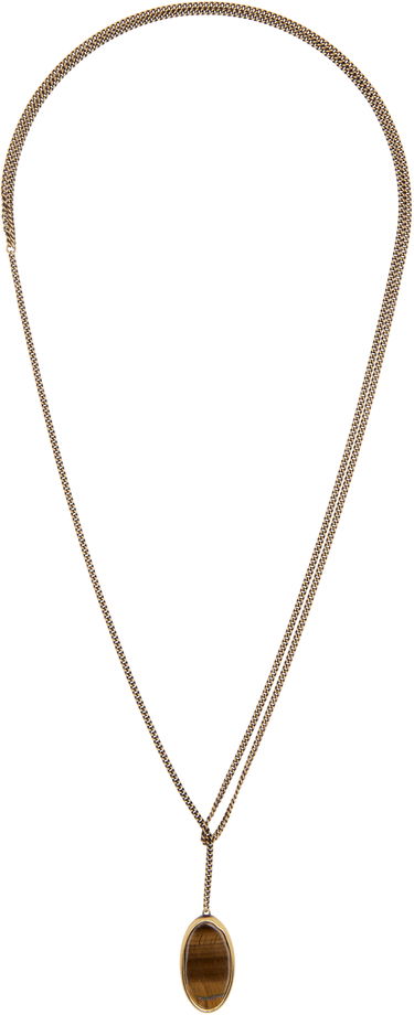 Náhrdelník Dries Van Noten Dries Van Noten Curb Chain Lariat Necklace with Tiger's Eye Pendant Hnedá | 252-028205-087, 0