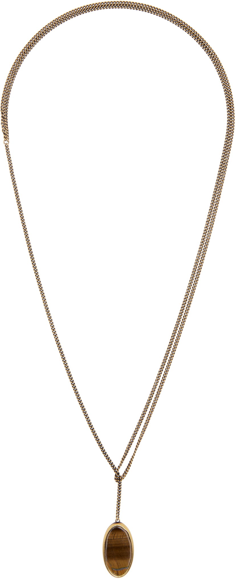 Náhrdelník Dries Van Noten Dries Van Noten Curb Chain Lariat Necklace with Tiger's Eye Pendant Hnedá | 252-028205-087