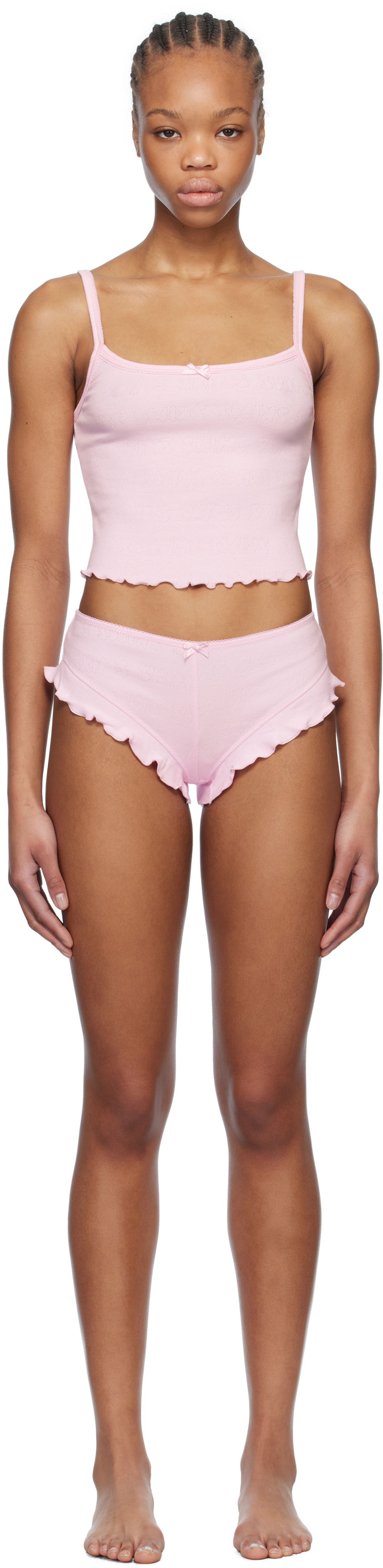 Pyžamo SKIMS SKIMS Pointelle Cropped Cami and Shorts Pajama Set Ružová | ST-SST-8459W, 0