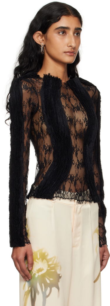Tričká a tielka Collina Strada Collina Strada Wavy Lace Top Čierna | XX3303, 1