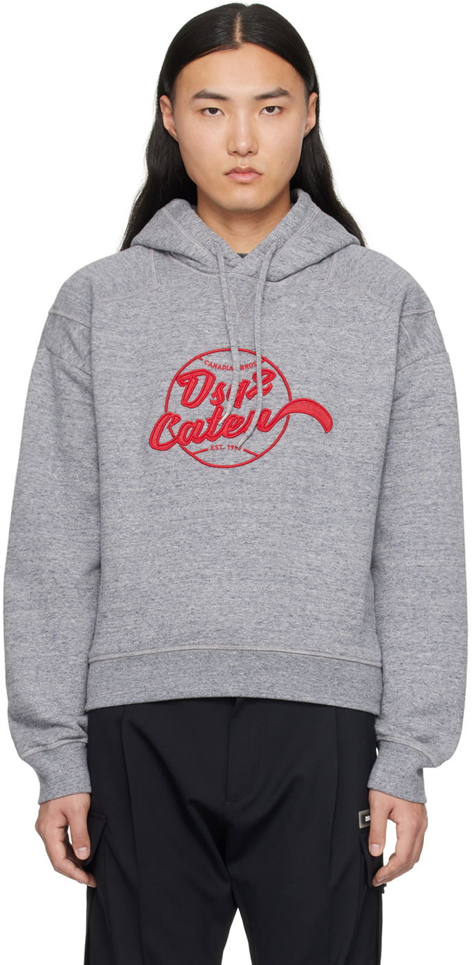 Mikina DSQUARED2 Embroidered Logo Hoodie Šedá | S74GU0773_S25463, 0