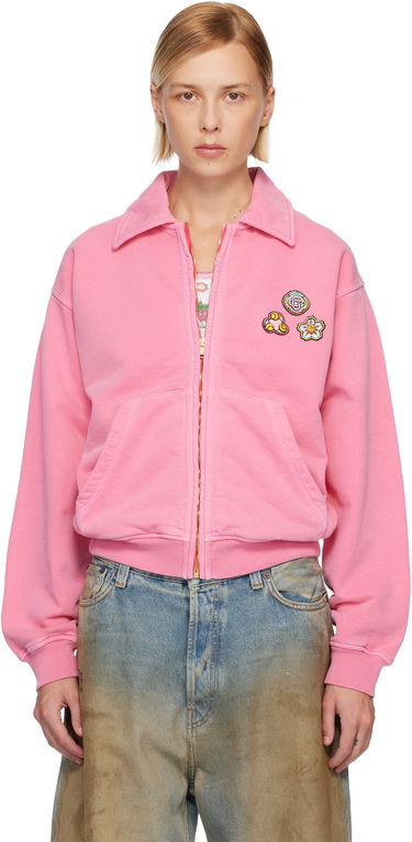 Bunda Casablanca Washed Collar Zip Up Jacket Ružová | W-AW25-JTP-405-01, 0