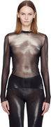Sheer Mesh Long Sleeve 'The Silver Body Dust' Top