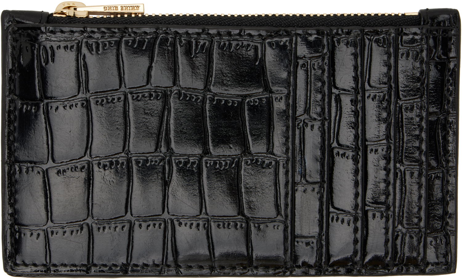 Peňaženka Anine Bing Anine Bing Lucy Croc-Embossed Card Holder Čierna | A-12-10839-BLK1, 1