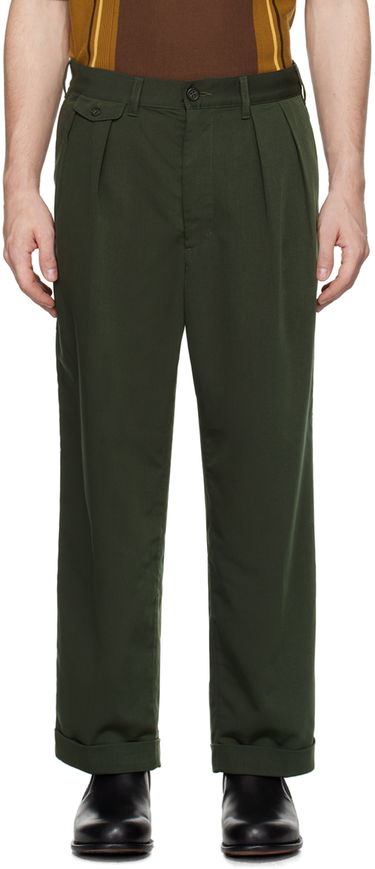 Nohavice BEAMS BEAMS PLUS 2 Pleats Trousers Zelené | 3823-0094-791, 0