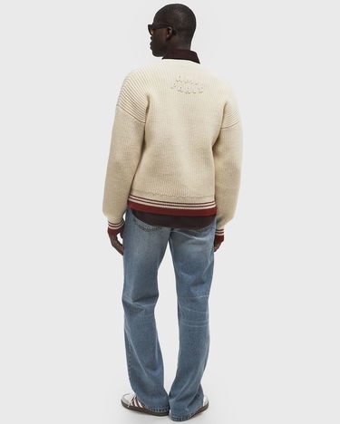 Sveter AMI AMI Paris Ribbed V-Neck Sweater XXL Béžová | UKS268.KN0068-136, 1