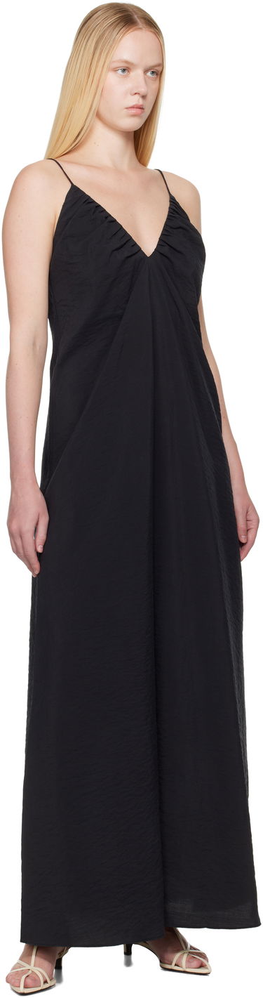 Šaty Róhe Róhe Hammered Silk V-Neck Strap Maxi Dress Čierna | 615-33-400, 3