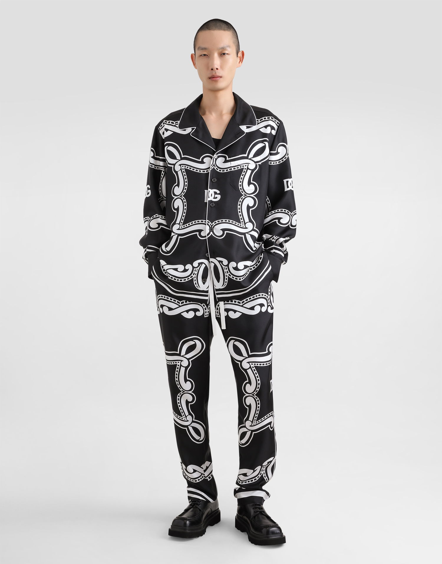 Košeľa Dolce & Gabbana Silk Shirt with Bandana Print Čierna | G5IF1THI1WFHN9RA, 1