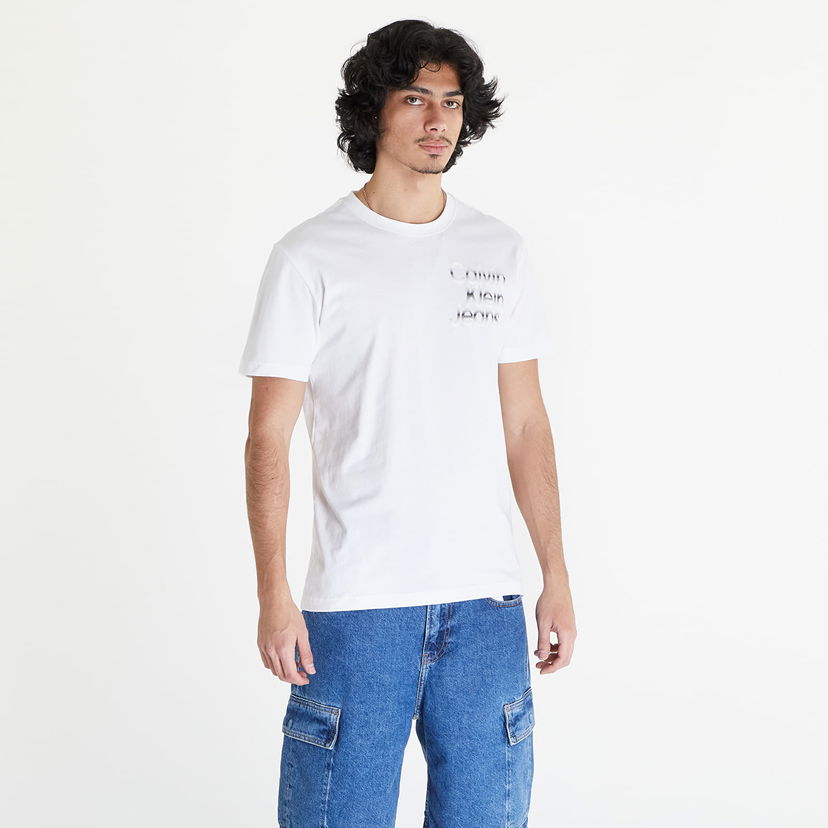 Tričko CALVIN KLEIN Jeans Diffused Stacked Short Sleeve Biela | J30J325189 YAF