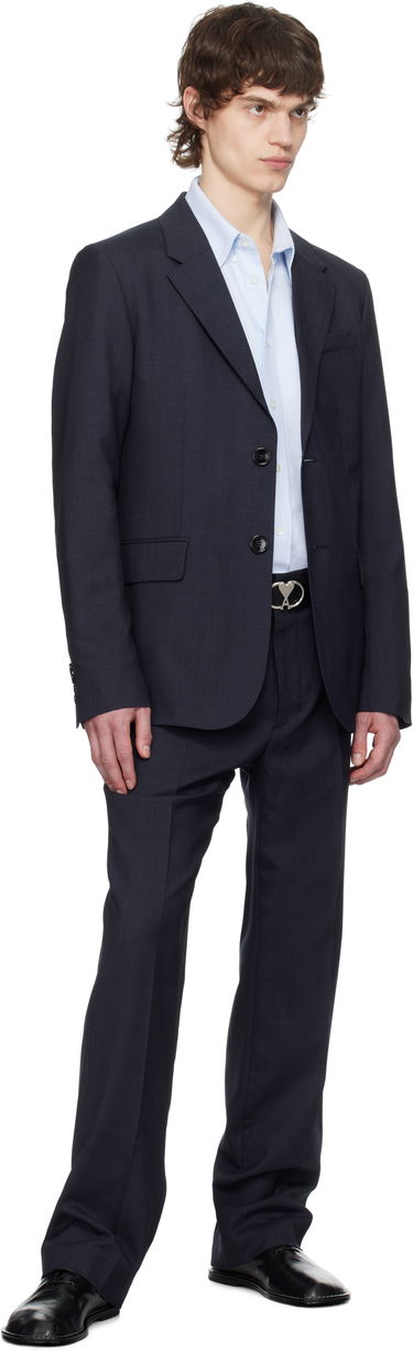 Nohavice AMI AMI Paris Straight Fit Trousers Navy | HTR506.WV0043, 4