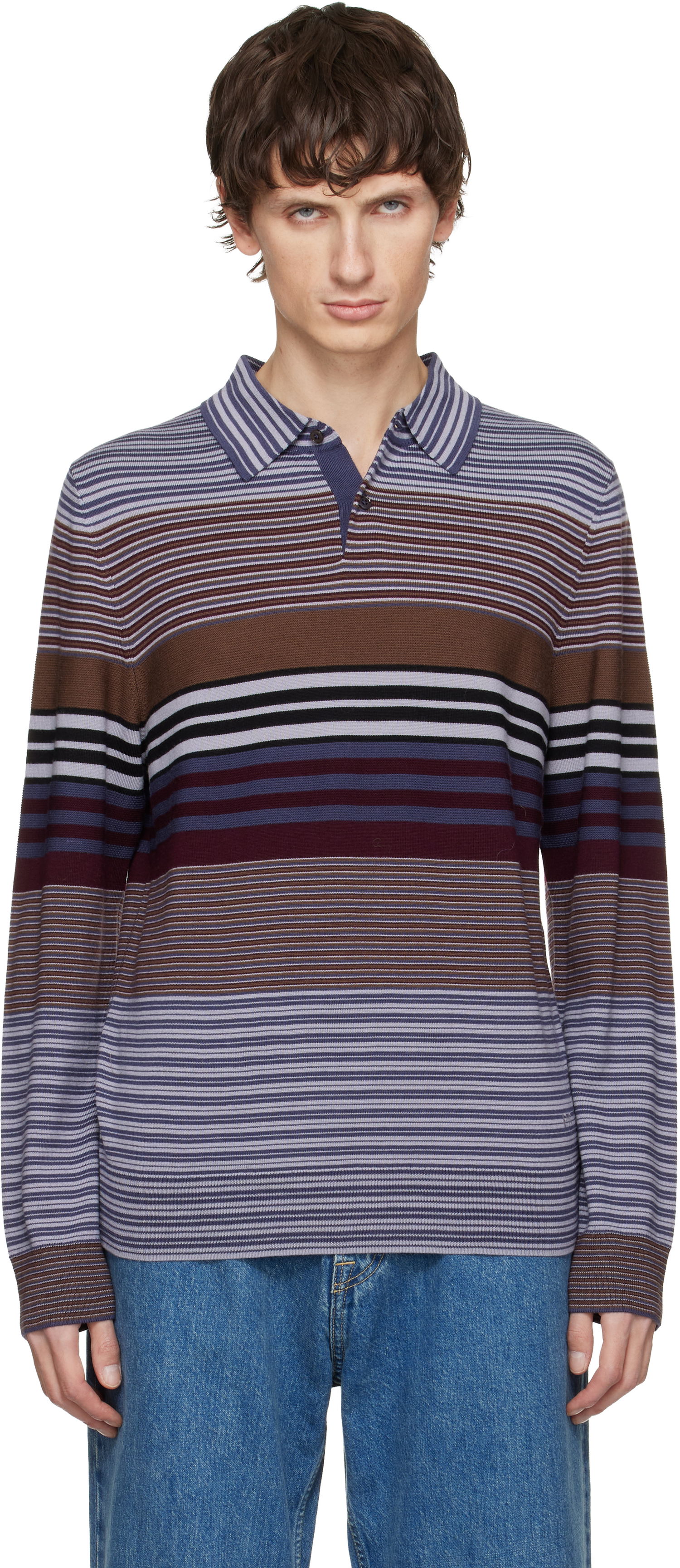 Polo tričko Paul Smith Paul Smith Merino Wool Stripe Long-Sleeve Polo Rôznofarebný | M2R-473Z-T22439-59, 0