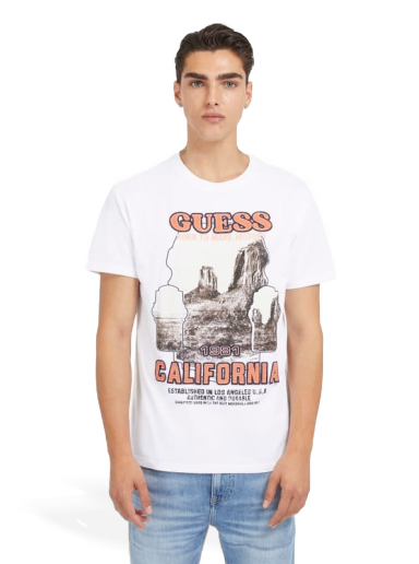 Tričko GUESS Front Print T-Shirt Biela | M3BI40K8FQ4