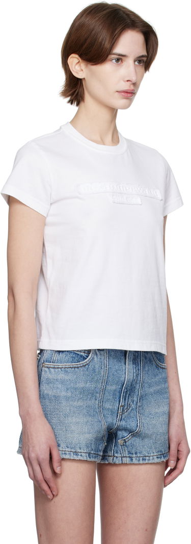 Tričko Alexander Wang Alexander Wang Distressed Logo Cropped T-Shirt Biela | 1CC1251991, 1