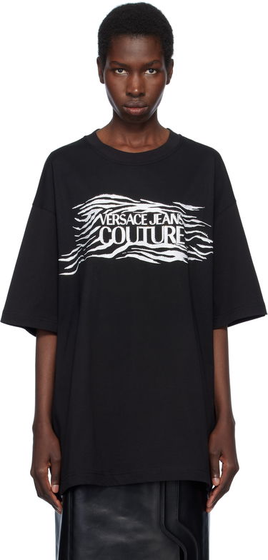Tričko Versace Versace Jeans Couture Loose-Fit T-Shirt with Zebra Print Čierna | E78GAH6L1_EJ0001, 0
