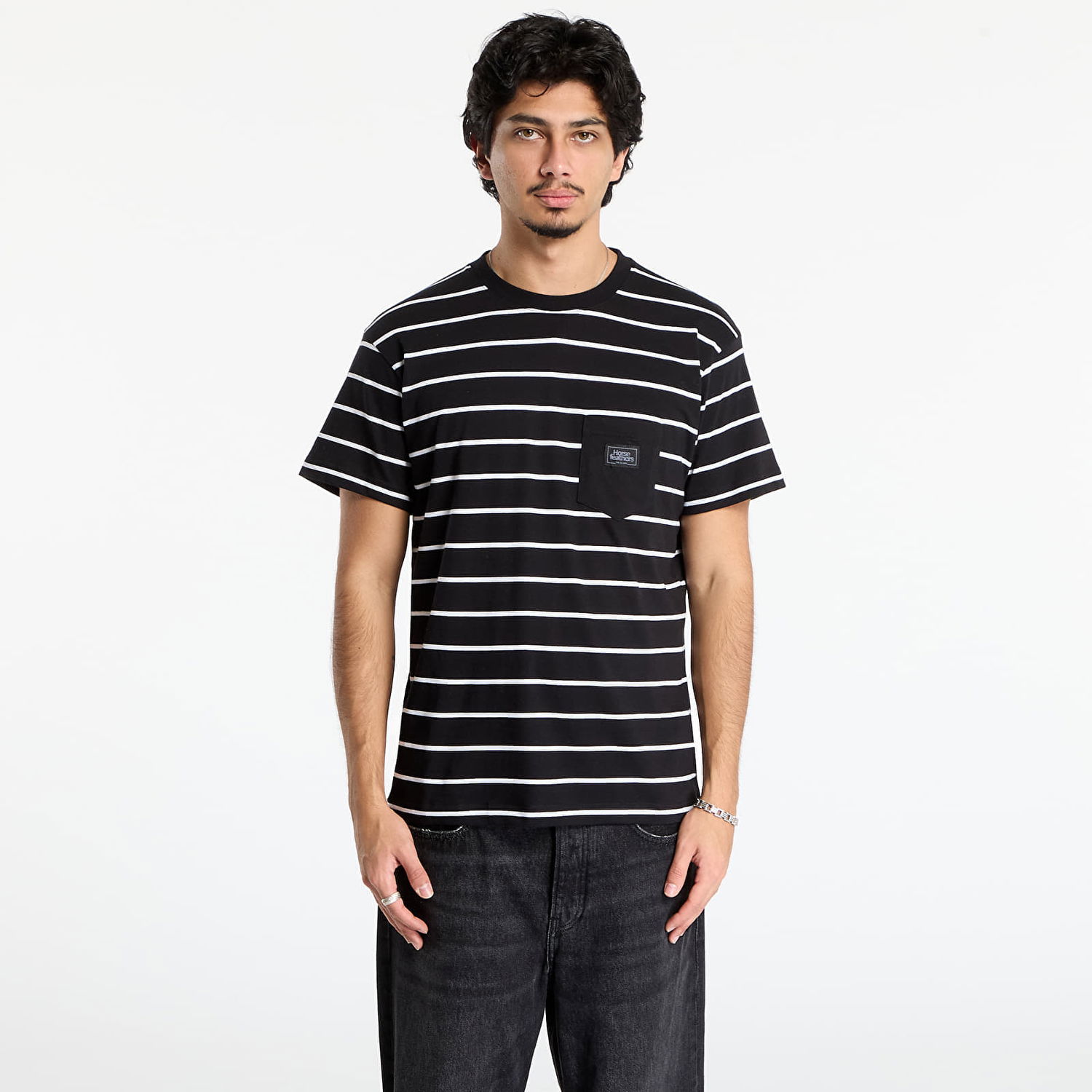 Tričko Horsefeathers Alpha Striped Pocket T-shirt Čierna | SM1257O, 0
