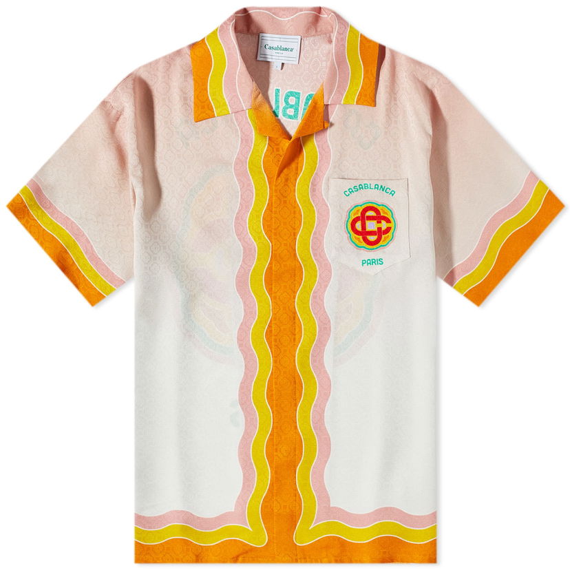 Košeľa Casablanca Rainbow Monogram Short Sleeve Silk Shirt Rôznofarebný | MS23-SH-003-11