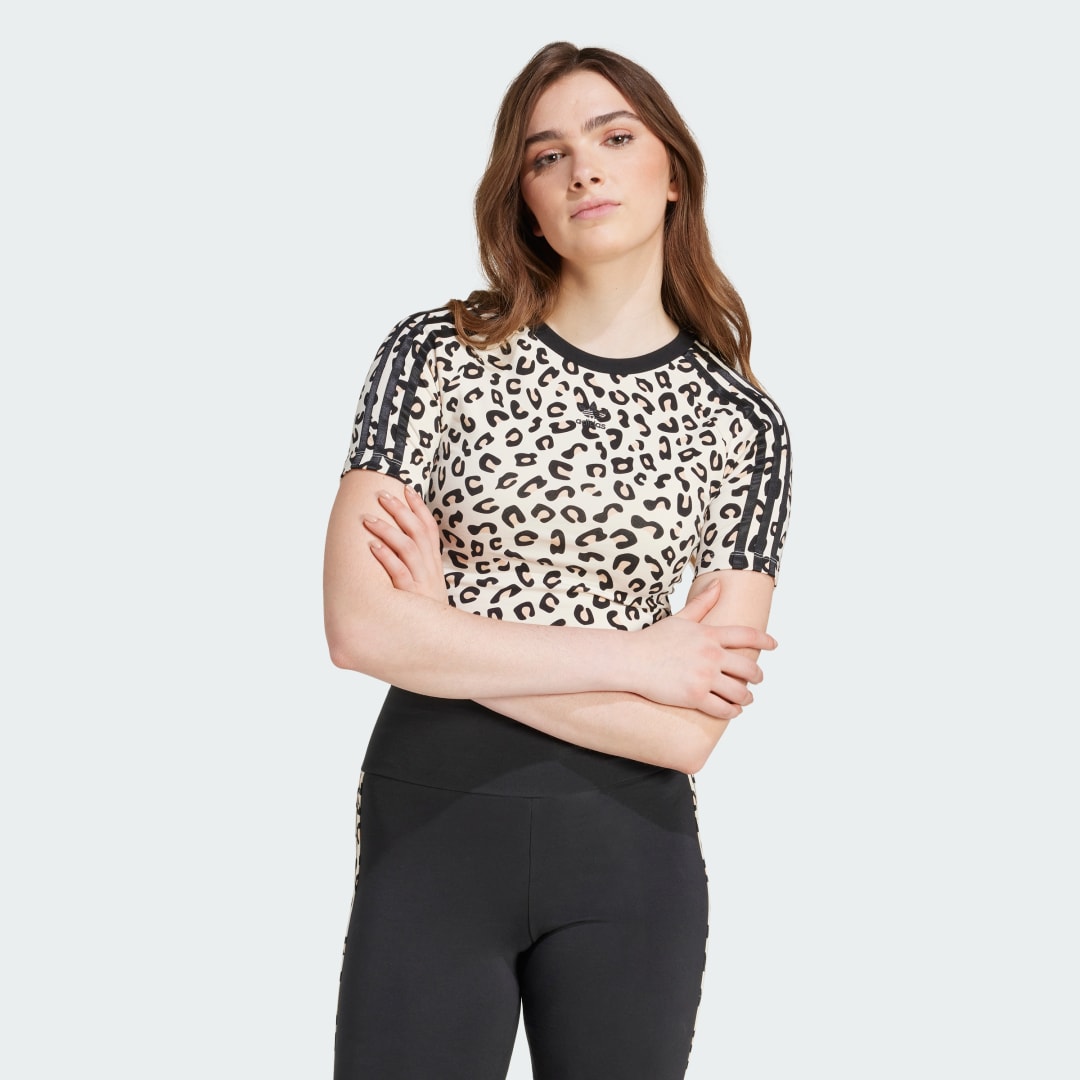 Tričko adidas Performance T-Shirt Leopard Print Béžová | IW8484, 1