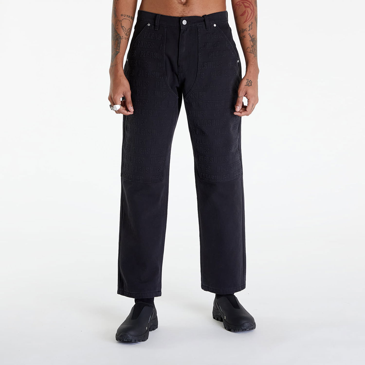 Džínsy Pleasures Impact Double Knee Pants Čierna | P24SP041 BLACK, 0