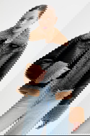 Bunda STAND STUDIO Kia Transitional Oversize Faux Fur Jacket Čierna | 66575.9412, 0