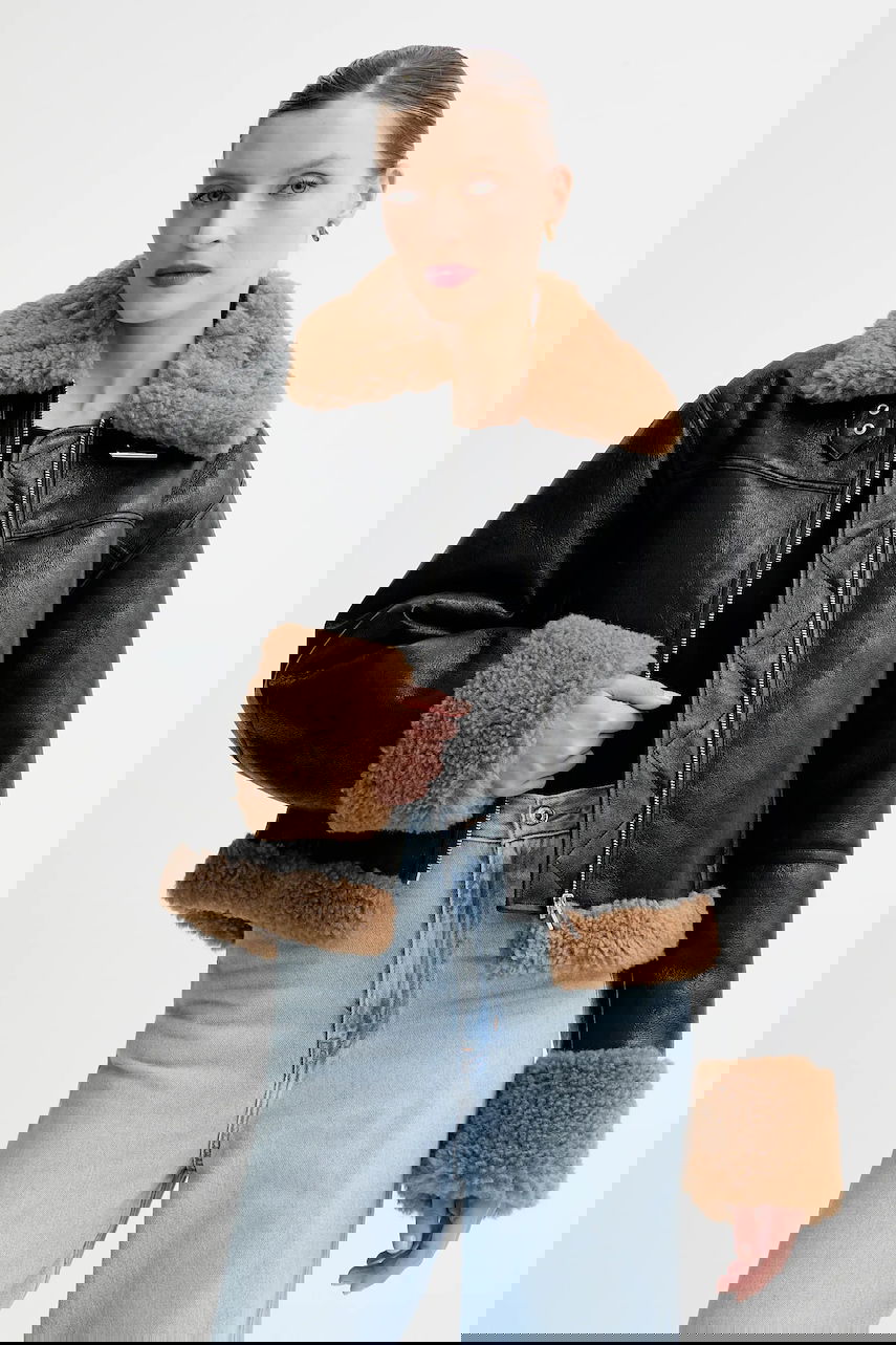 Bunda STAND STUDIO Kia Transitional Oversize Faux Fur Jacket Čierna | 66575.9412, 0