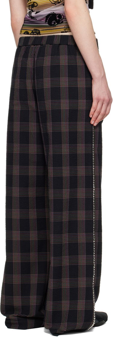 Nohavice Chopova Lowena Chopova Lowena Annex Plaid Trousers with Mushroom Appliqué Čierna | 4099, 2