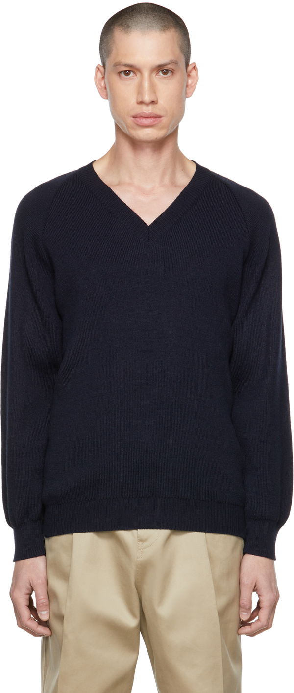Sveter Comme des Garçons Lochaven of Scotland Edition V-Neck Sweater Navy | DH-N505-051, 0