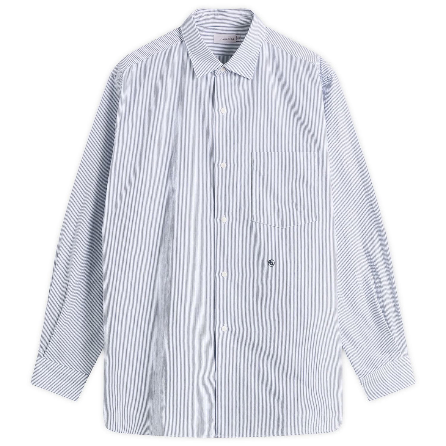 Košeľa NANAMICA Nanamica Regular Collar Stripe Wind Shirt, Size Small Modrá | SUGF362E-N, 0