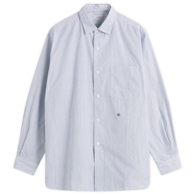 Košeľa NANAMICA Nanamica Regular Collar Stripe Wind Shirt, Size Small Modrá | SUGF362E-N