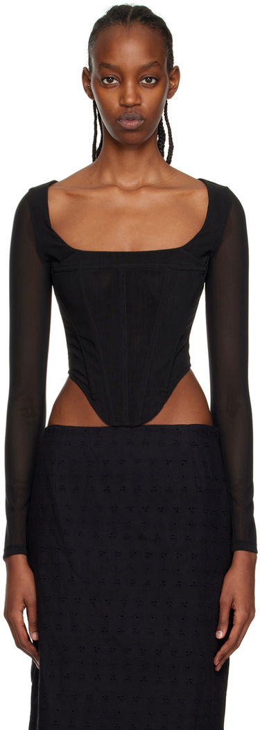 Crop Top Miaou Miaou Maude Long Sleeve Corset Top Čierna | 7065PM3BLK, 0