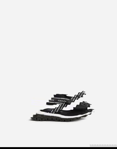 Tenisky a topánky Dolce & Gabbana Technical Fabric Sandals With Dg Logo For First Steps (19-26) Čierna | DL0068AY2338B939, 0