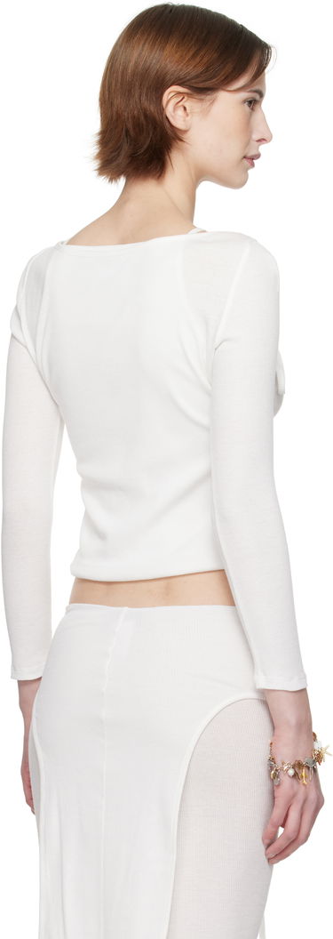 Sveter Eckhaus Latta Eckhaus Latta Flip Crop Top Biela | 1207-EL-PS25-CH -, 2