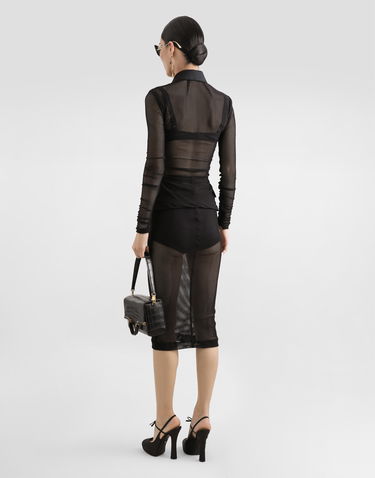 Košeľa Dolce & Gabbana Dolce & Gabbana Mesh Long Sleeve Shirt Jacket Čierna | F27EQTFLREPN0000, 2