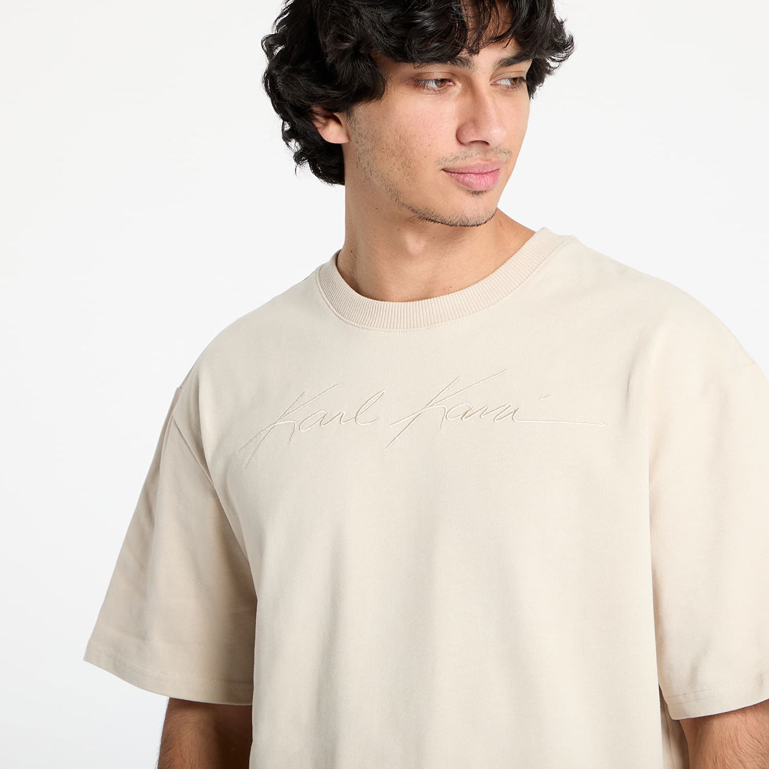 Tričko Karl Kani Autograph Heavy Jersey Boxy T-Shirt Béžová | 60300192, 1