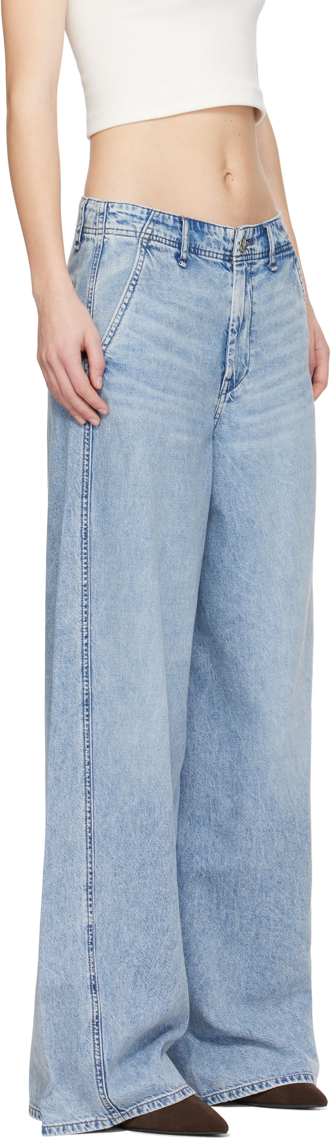 Džínsy rag & bone Rag & Bone Featherweight Wide-Leg Sofie Jeans Modrá | WDD24H3003FWAN, 1