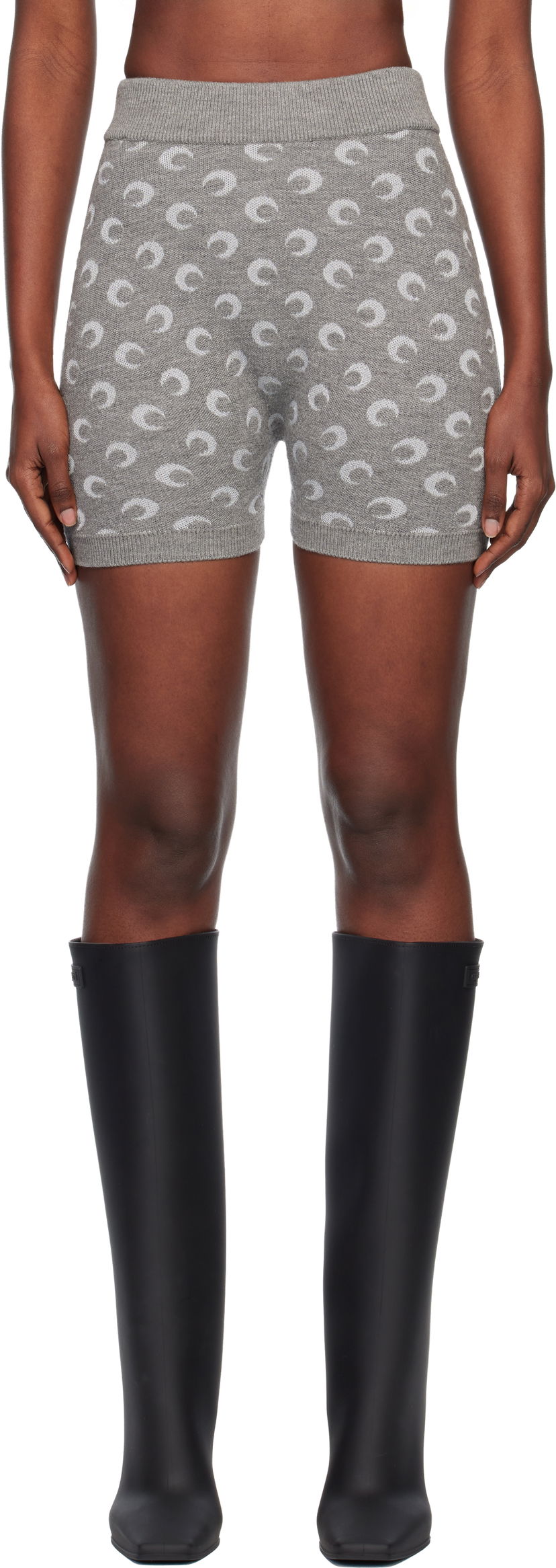 Šortky Marine Serre Marine Serre Moon Jacquard Knit Shorts Šedá | WSH013ACKNI0530