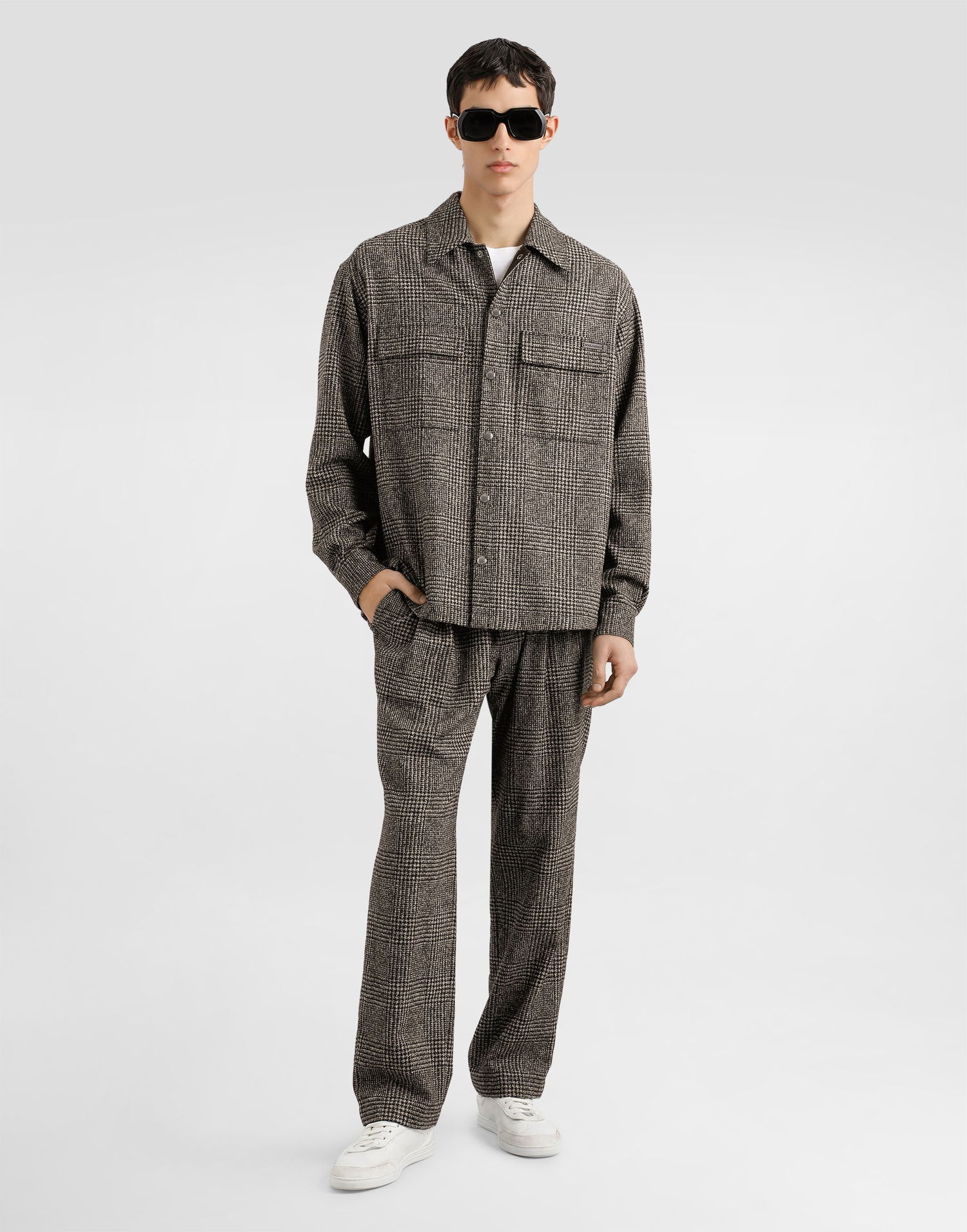 Košeľa Dolce & Gabbana Dolce & Gabbana Glen Plaid Alpaca Shirt Hnedá | G5MM6TFQMKDS8101, 1
