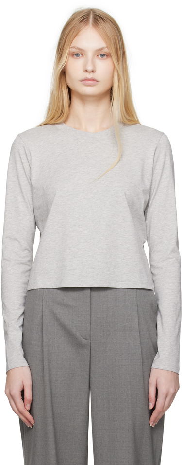 Crop Top Loulou de Saison Loulou de Saison Masal Cropped Long Sleeve T-Shirt Šedá | MASAL, 0