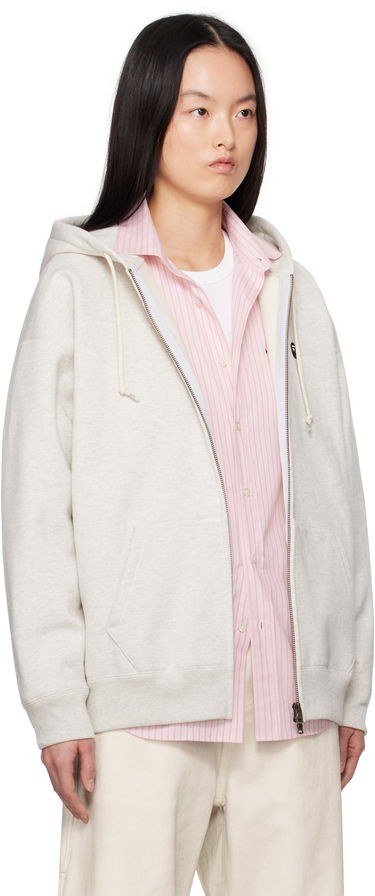 Mikina BAPE A Bathing Ape One Point Oversized Zip Hoodie Šedá | 001ZPK802002L, 1