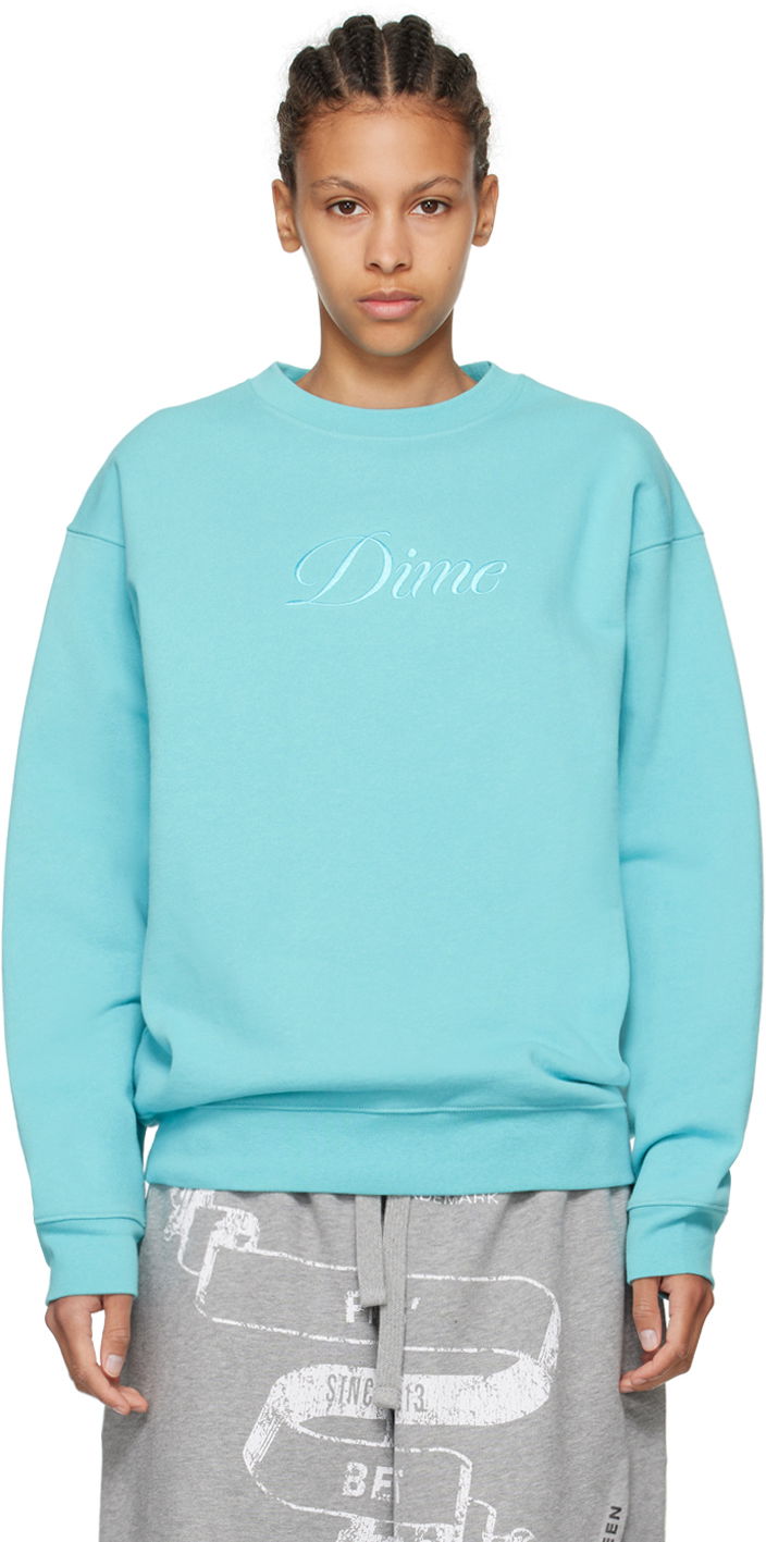 Mikina Dime Blue Cursive Sweatshirt Tyrkysová | DIMESP24D213BLU