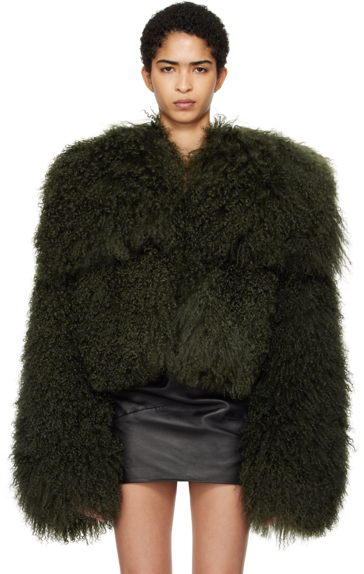Bunda The Attico Attico Cropped Shearling Jacket Zelené | 250WCB00081 LBT044AA, 0