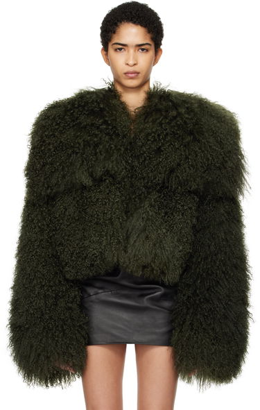 Bunda The Attico Attico Cropped Shearling Jacket Zelené | 250WCB00081 LBT044AA, 0