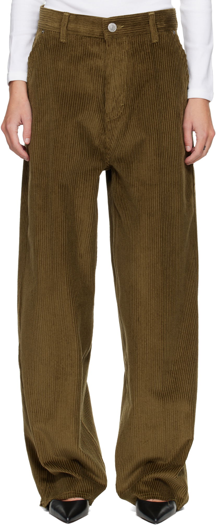 Nohavice AMI Cotton Large Fit Trousers Hnedá | H25FTR831.CO0131